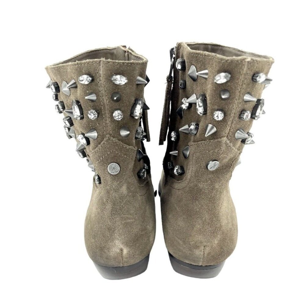 Sam Edelman Avril Bootie Dark Taupe Suede Leather Crystal Studded SZ 7 NEW - Picture 8 of 11